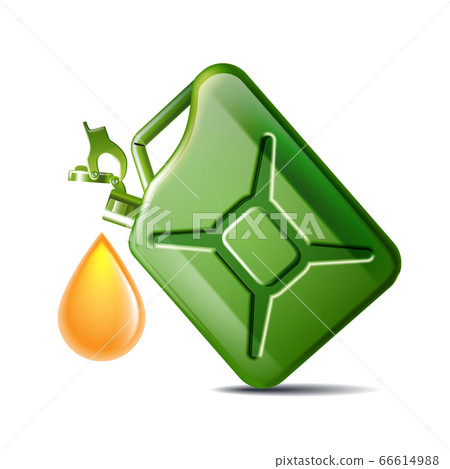 Green canister of engine oil or petroleum isolated on white. 66614988