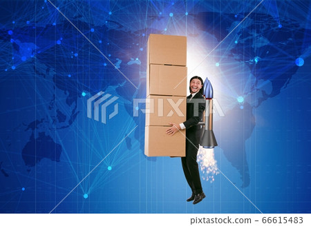 Businessman in global worldwide delivery service Businessman in global worldwide delivery service 66615483