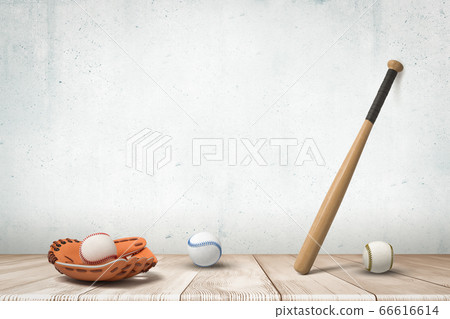 3d rendering of baseballs and brown leather stock illustration 66616614 pixta pixta