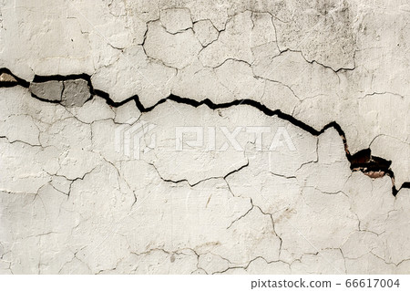crack on light concrete wall, close-up. background, texture. 66617004
