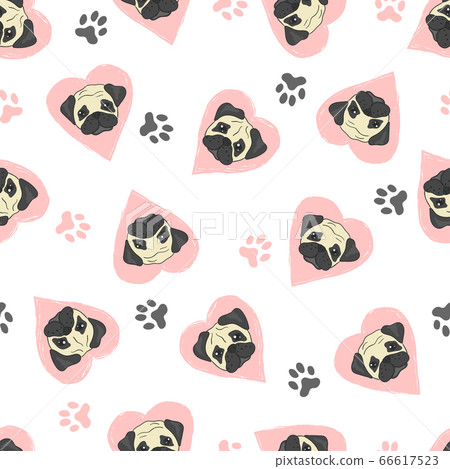 vector, pug, pattern - Stock Illustration [66617523] - PIXTA