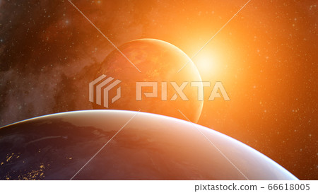Fiery hot exoplanet. Elements of this image furnished by NASA 66618005