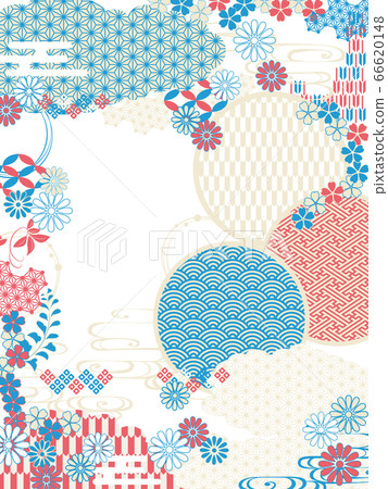 夏天的日式清新藍色紅色簡約日式相框立式 66620148