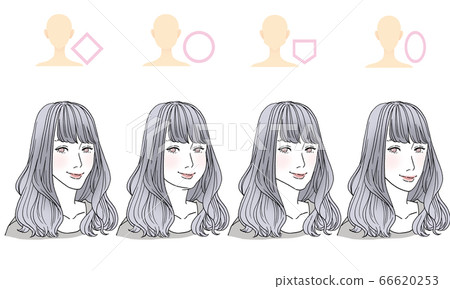 Hair style illustrations by face type 66620253
