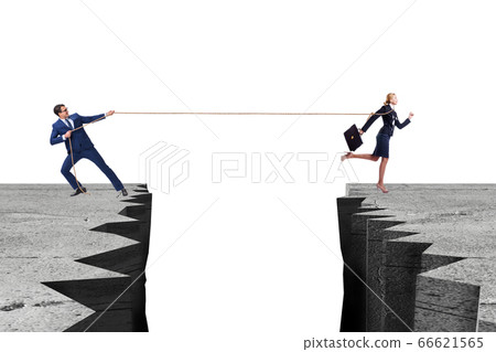Boss holding his employee in retention concept 66621565