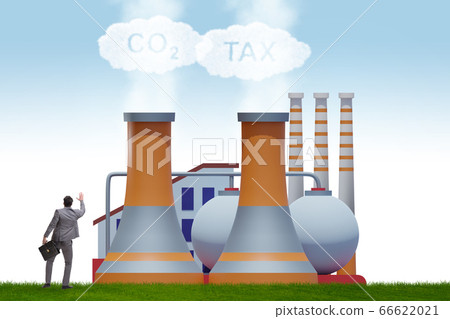 Businessman in carbon tax concept 66622021