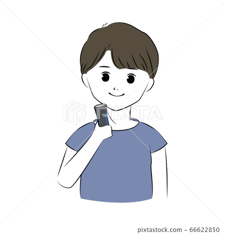 一個男人用剃須刀(上身)剃須的插圖 一個男人用剃須刀(上身)剃須的插圖 66622850