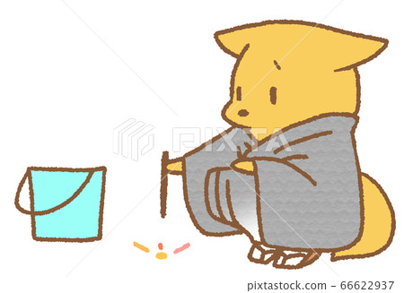 Fox (gray) wearing a sparkler and a yukata Fox (gray) wearing a sparkler and a yukata 66622937