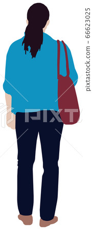 Standing person vector illustration (female, facing backwards) Standing person vector illustration (female, facing backwards) 66623025