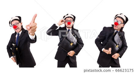 Funny clown businessman isolated on the white background 66623175