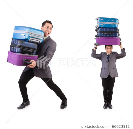 Travel vacation concept with luggage on white 66623511