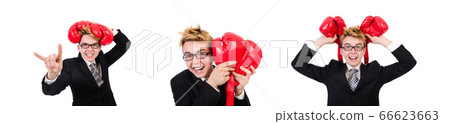 Young businessman boxer isolated on white 66623663