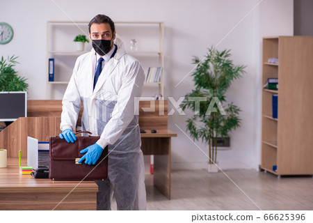 Young male employee in self-isolation concept Young male employee in self-isolation concept 66625396