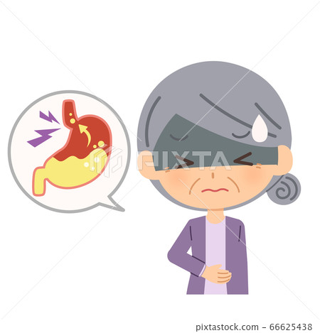 Elderly woman suffering from reflux esophagitis 66625438