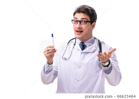 Young male doctor gynecologist isolated on white Young male doctor gynecologist isolated on white 66625464