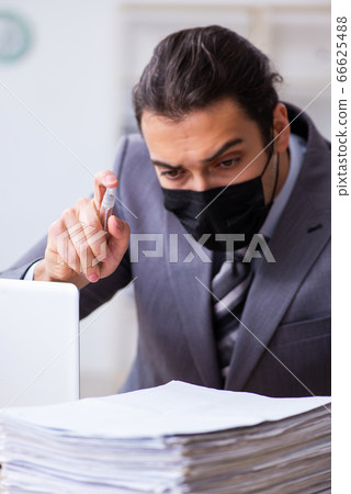 Young male employee in self-quarantine concept Young male employee in self-quarantine concept 66625488