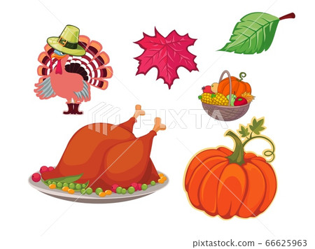thanksgiving day icons set on white background - Stock Illustration ...