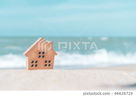 Buy icon screen on model of a little house with Buy icon screen on model of a little house with 66626729