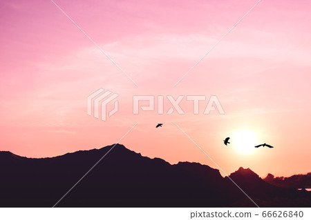 Mountain scenery view with twilight sky beautiful 66626840