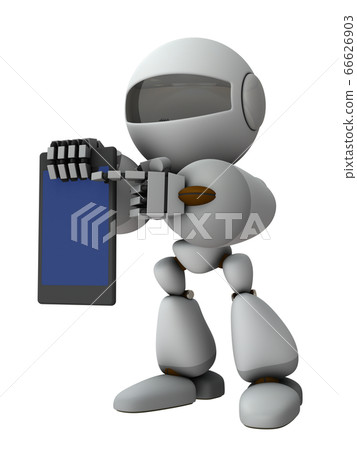 An artificial intelligence robot that presents information on a tablet device 66626903
