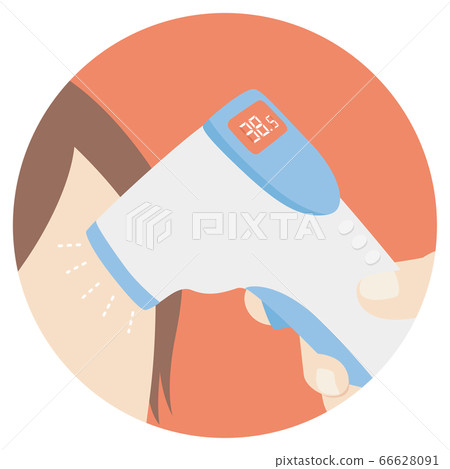 An illustration showing high fever when measuring body temperature with a non-contact digital thermometer. An illustration showing high fever when measuring body temperature with a non-contact digital thermometer. 66628091