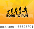 Born to run quote with silhouette human evolutions from apes to runner graphic vector 66628701