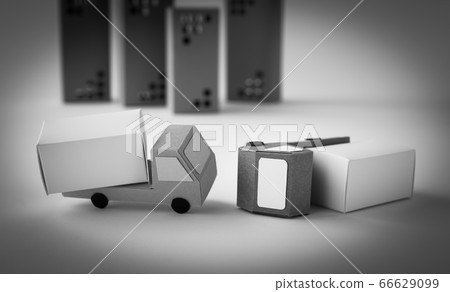 Truck rollover accident: traffic accident in town Truck rollover accident: traffic accident in town 66629099
