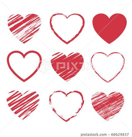 Red Hearts Symbol Set Isolated White Background - Stock Illustration ...