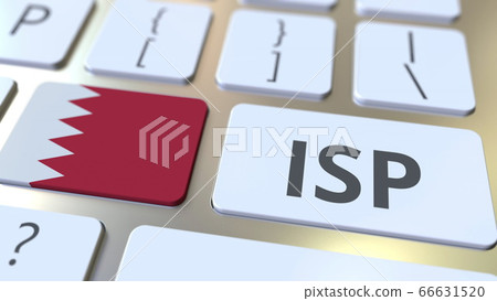 ISP or Internet Service Provider text and flag of Bahrain on the computer keyboard. National web access service related 3D rendering ISP or Internet Service Provider text and flag of Bahrain on the computer keyboard. National web access service related 3D rendering 66631520