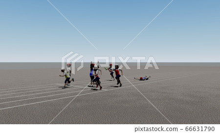 學校運動會接力開始，沒有觀眾，沒有建築圖9 66631790