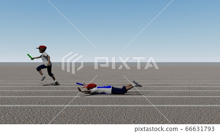 學校運動會接力開始，沒有觀眾，沒有建築圖8 66631793