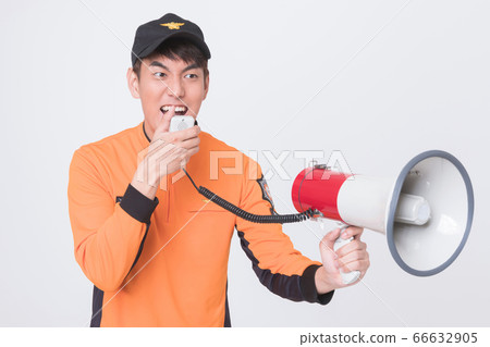 Asian male and female firefighter portrait, young smiling fireman in uniform 055 Asian male and female firefighter portrait, young smiling fireman in uniform 055 66632905