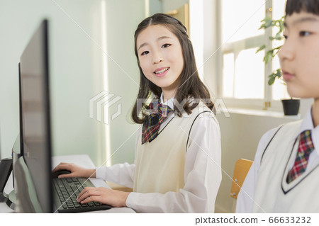 Group of school students portrait, happy smiling male and female students 314 66633232