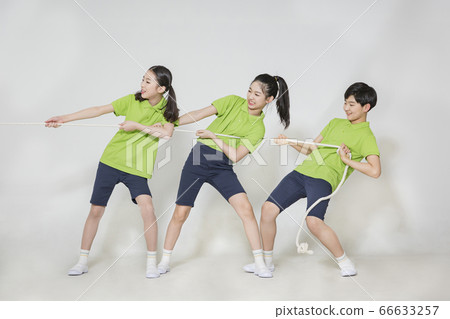 Group of school students portrait, happy smiling male and female students 363 66633257