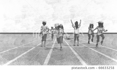 School athletic meet relay start, no audience, no building Illustration 18 66633258