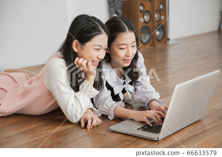 Group of school students portrait, happy smiling male and female students 111 66633579