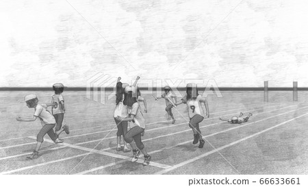 School athletic meet relay start, no audience, no building Illustration 10 School athletic meet relay start, no audience, no building Illustration 10 66633661
