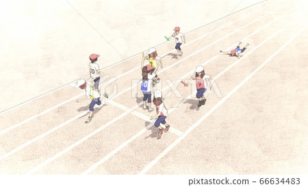 School athletic meet relay start, no audience, no building Illustration 20 66634483