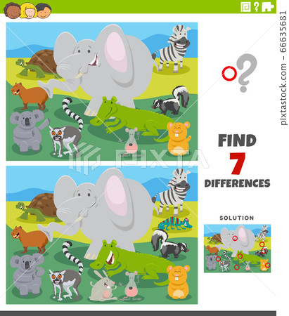 differences educational game with cartoon wild differences educational game with cartoon wild 66635681