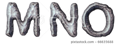 Set of capital letters M, N, O made of forged metal isolated on white background. 3d 66635688