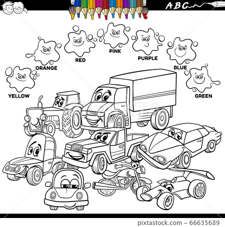 basic colors color book with cars characters 66635689