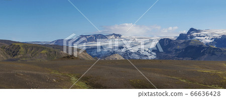 Panoramic landscape with eyjafjallajokull glacier Panoramic landscape with eyjafjallajokull glacier 66636428