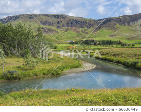 Idyllic landscape of Hveragerdi near Reykjadalur 66636449