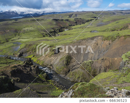 Beautiful lush green Landscape of Skoga river 66636523