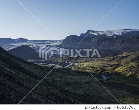 Icelandic landscape with eyjafjallajokull glacier Icelandic landscape with eyjafjallajokull glacier 66636763