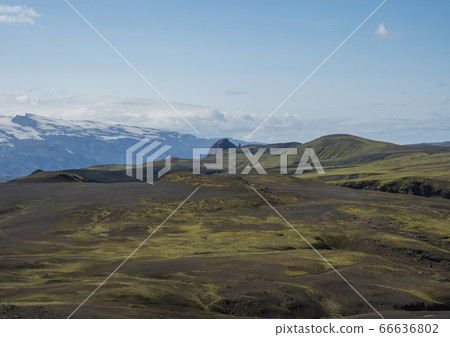 Icelandic lava desert landscape with view on Icelandic lava desert landscape with view on 66636802