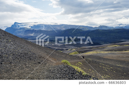 Icelandic lava desert landscape with Icelandic lava desert landscape with 66636803