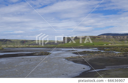 rural landscape with table hills and colorful farm rural landscape with table hills and colorful farm 66636907