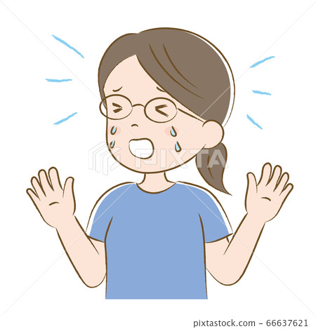 Woman with eyeglasses crying hand-drawn Woman with eyeglasses crying hand-drawn 66637621