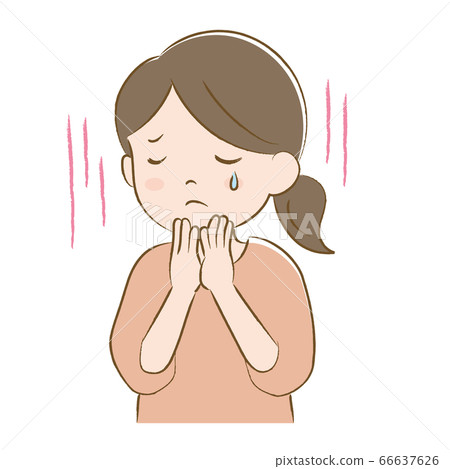 A woman who puts her hand on her mouth and tears A woman who puts her hand on her mouth and tears 66637626